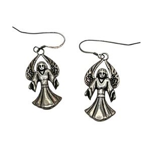 Sterling Heraldic Angel Pierced Earrings